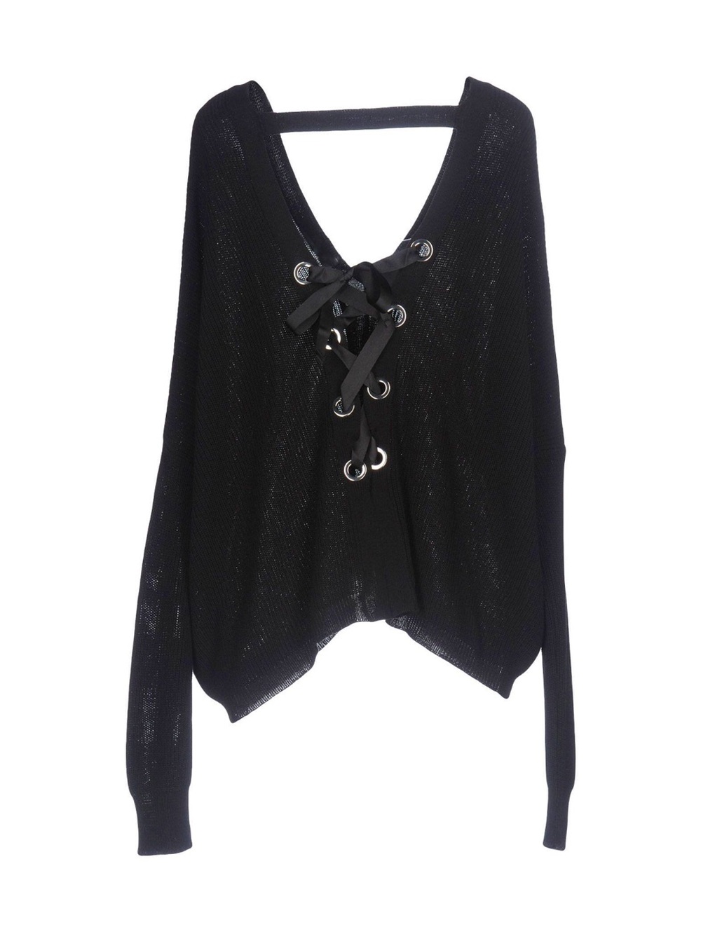 VICOLO ONESIZE (INT) Black V-Neck Open-Back Lightweight Sweater
